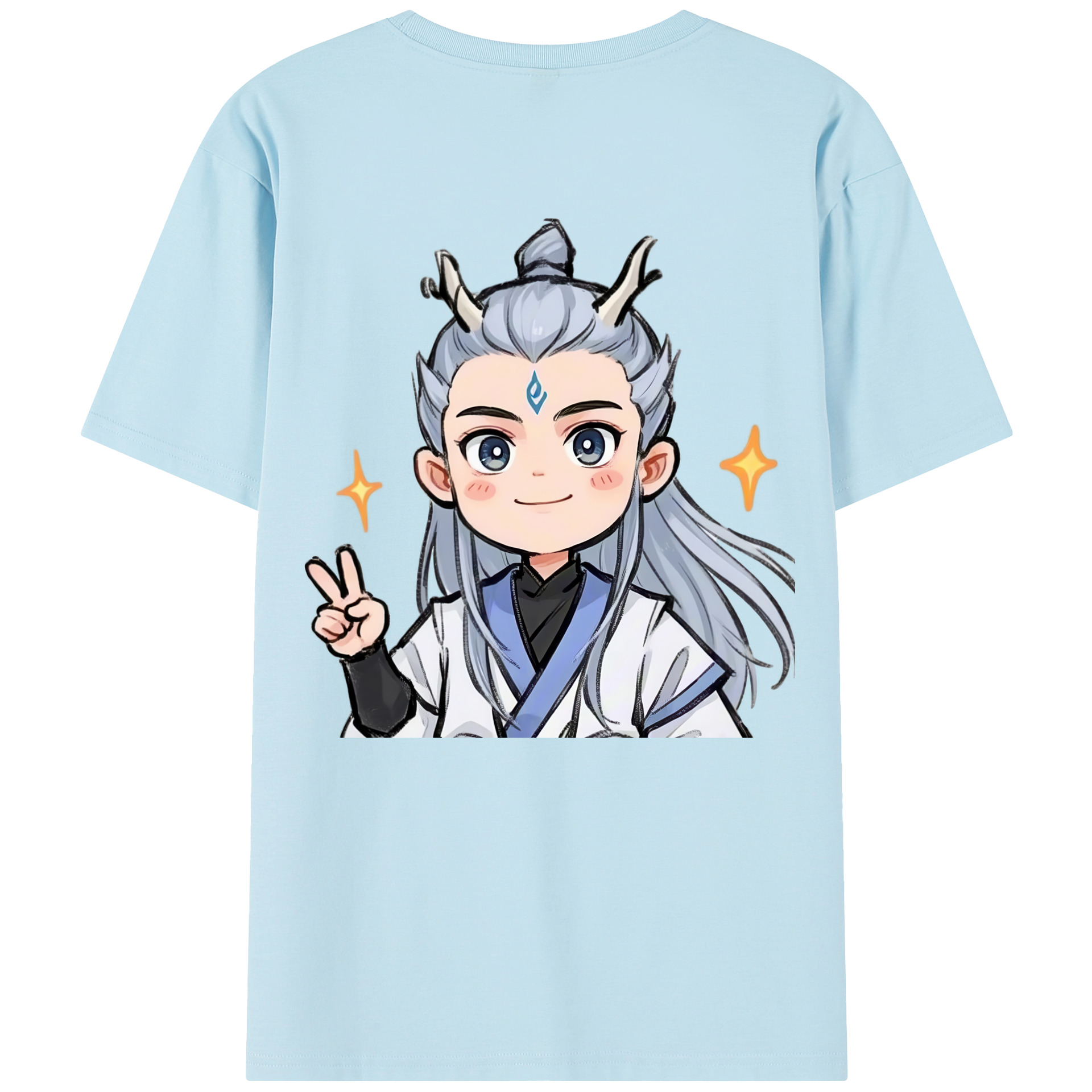 （画像用） Ne Zha 2 ナタ 魔童の大暴れ 綿100％半袖Tシャツ（背面プリント）